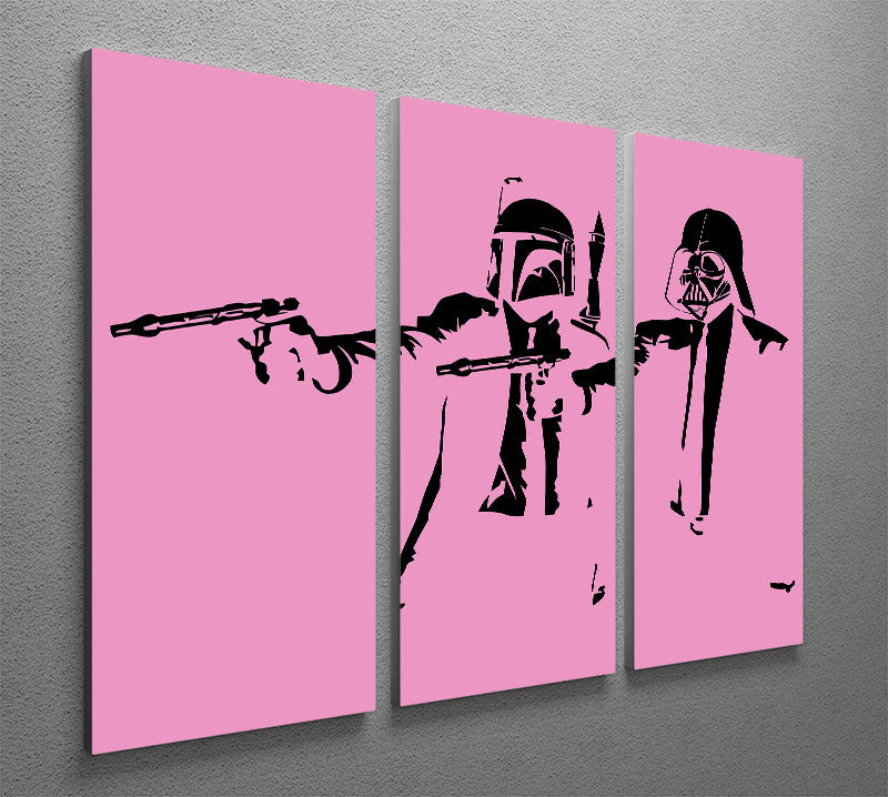 Banksy Pulp Fiction Star Wars Pink 3 Split Panel Canvas Print - Canvas Art Rocks - 2