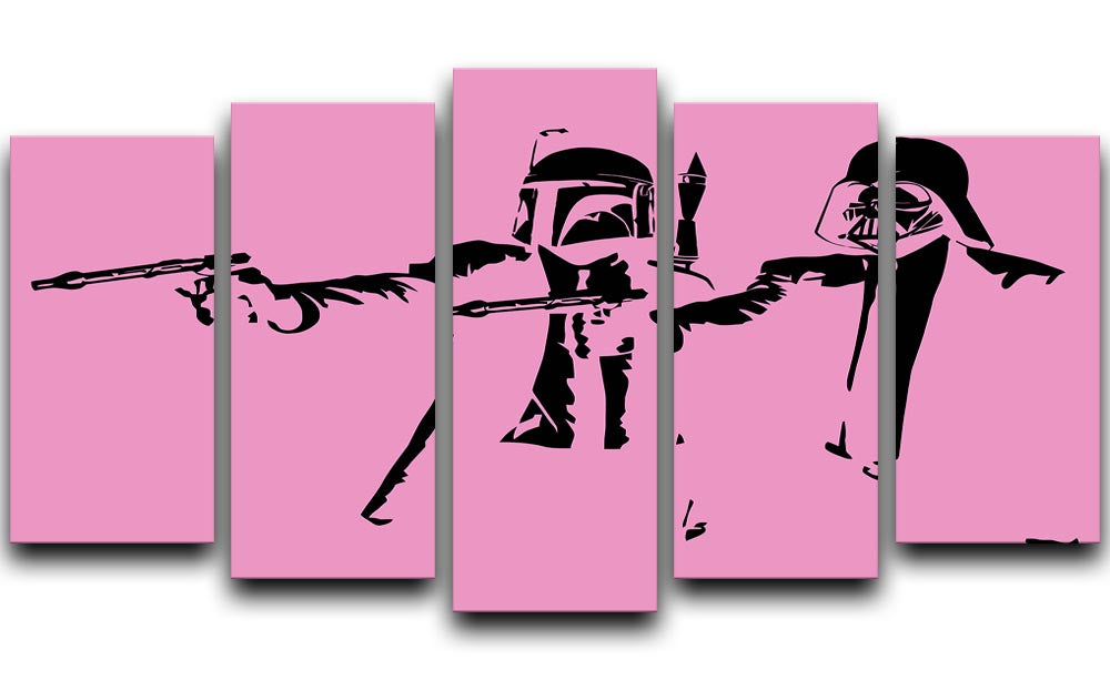 Banksy Pulp Fiction Star Wars Pink 5 Split Panel Canvas - Canvas Art Rocks - 1