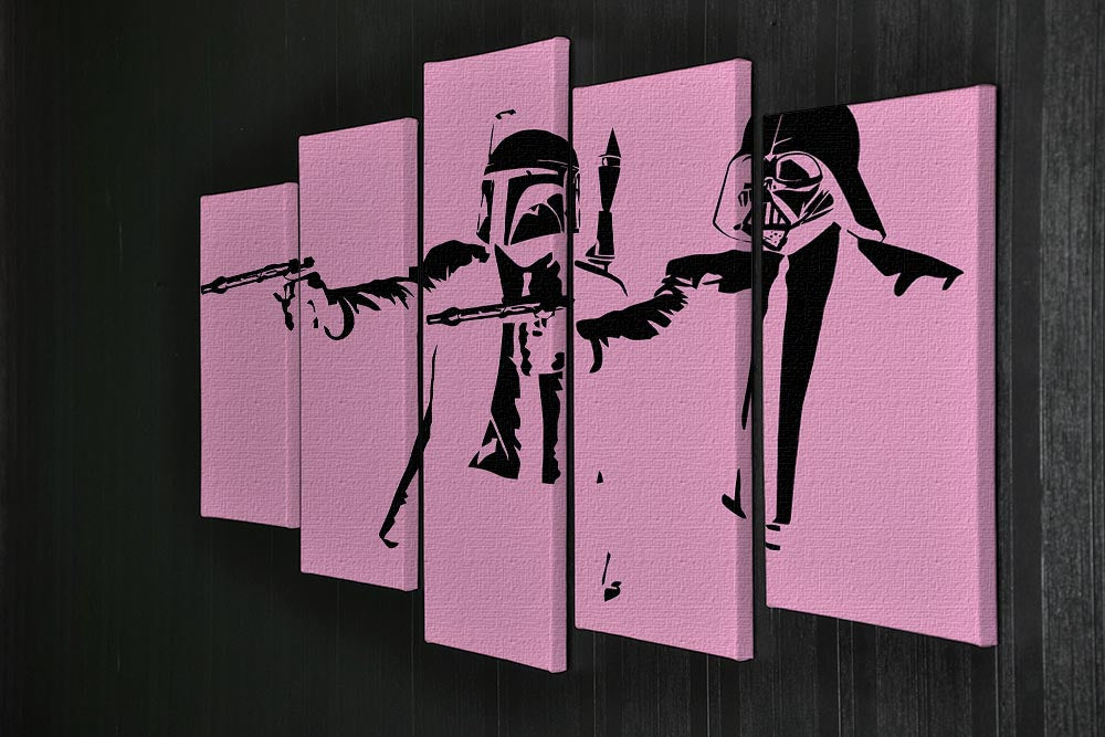 Banksy Pulp Fiction Star Wars Pink 5 Split Panel Canvas - Canvas Art Rocks - 2