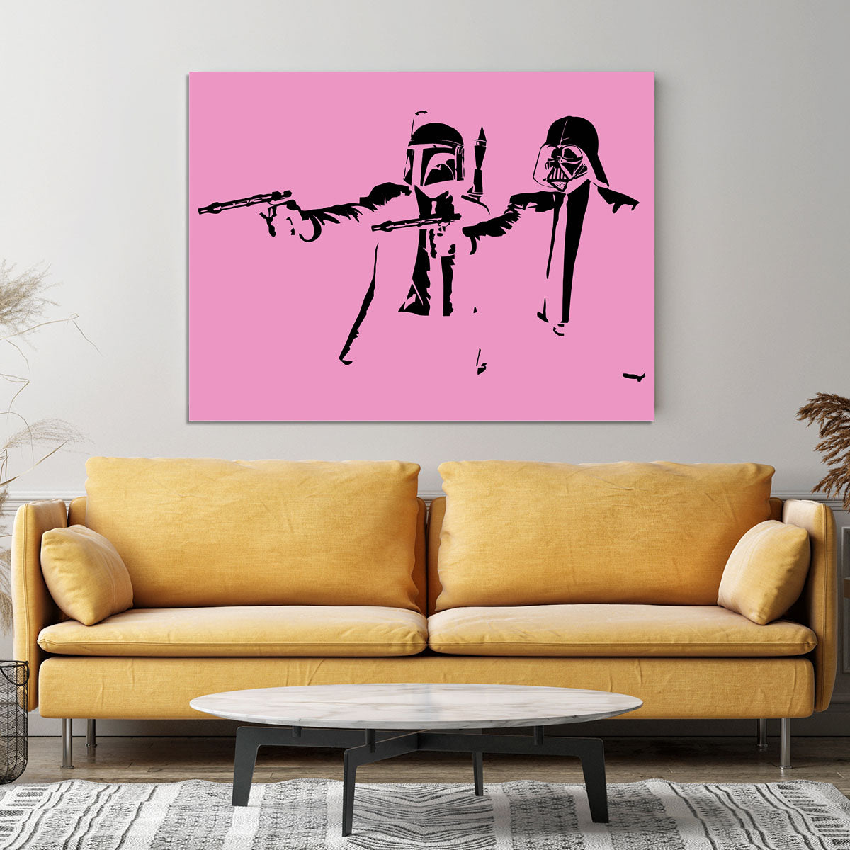 Banksy Pulp Fiction Star Wars Pink Canvas Print or Poster - Canvas Art Rocks - 4