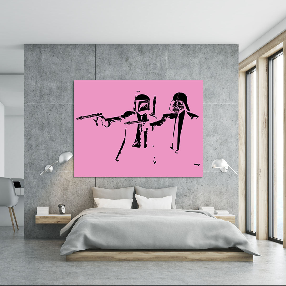 Banksy Pulp Fiction Star Wars Pink Canvas Print or Poster - Canvas Art Rocks - 5