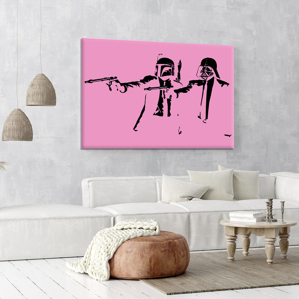 Banksy Pulp Fiction Star Wars Pink Canvas Print or Poster - Canvas Art Rocks - 6