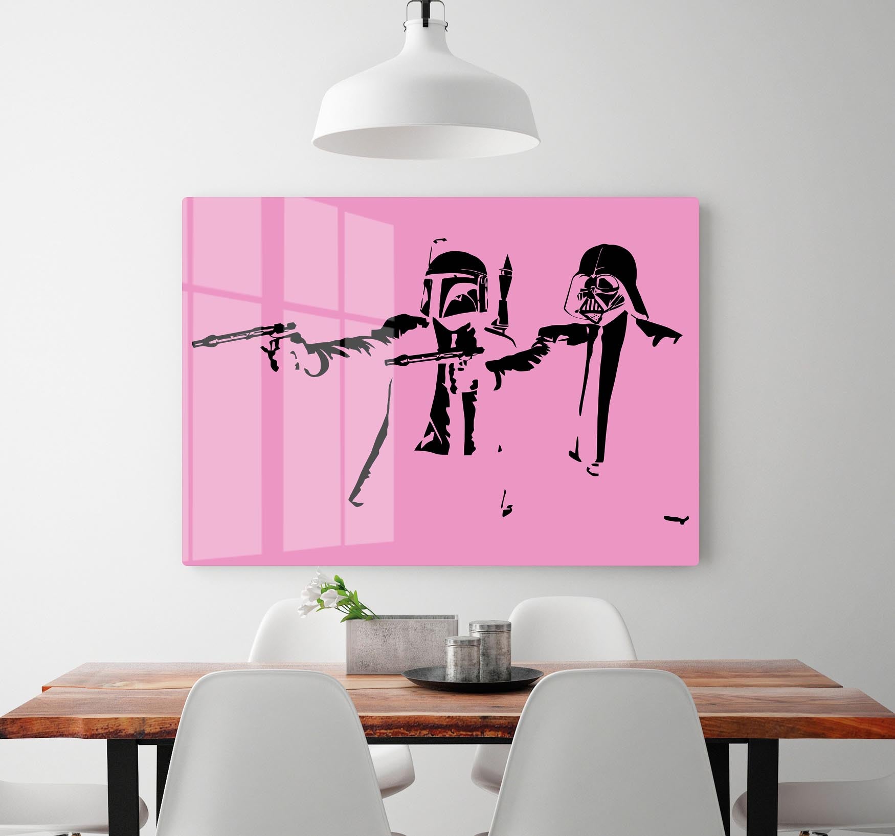 Banksy Pulp Fiction Star Wars Pink Acrylic Block - Canvas Art Rocks - 2