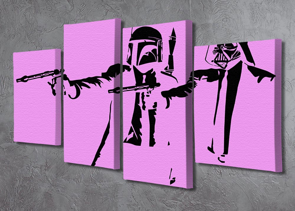 Banksy Pulp Fiction Star Wars Purple 4 Split Panel Canvas - Canvas Art Rocks - 2