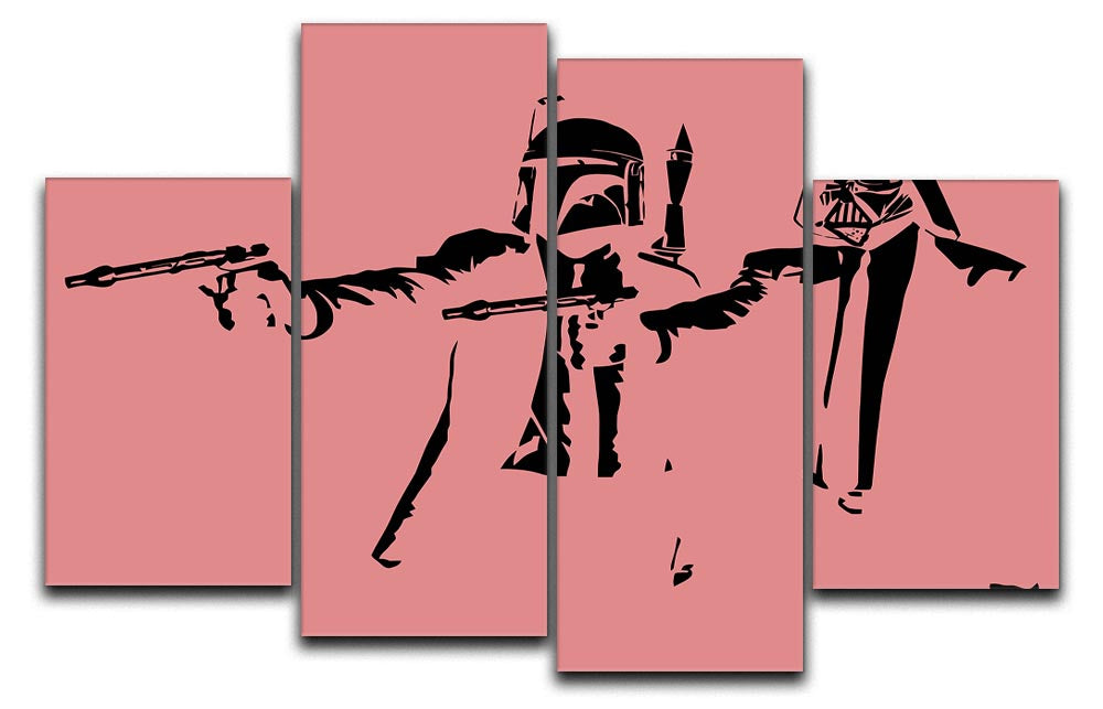 Banksy Pulp Fiction Star Wars Red 4 Split Panel Canvas - Canvas Art Rocks - 1