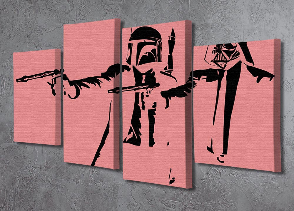 Banksy Pulp Fiction Star Wars Red 4 Split Panel Canvas - Canvas Art Rocks - 2