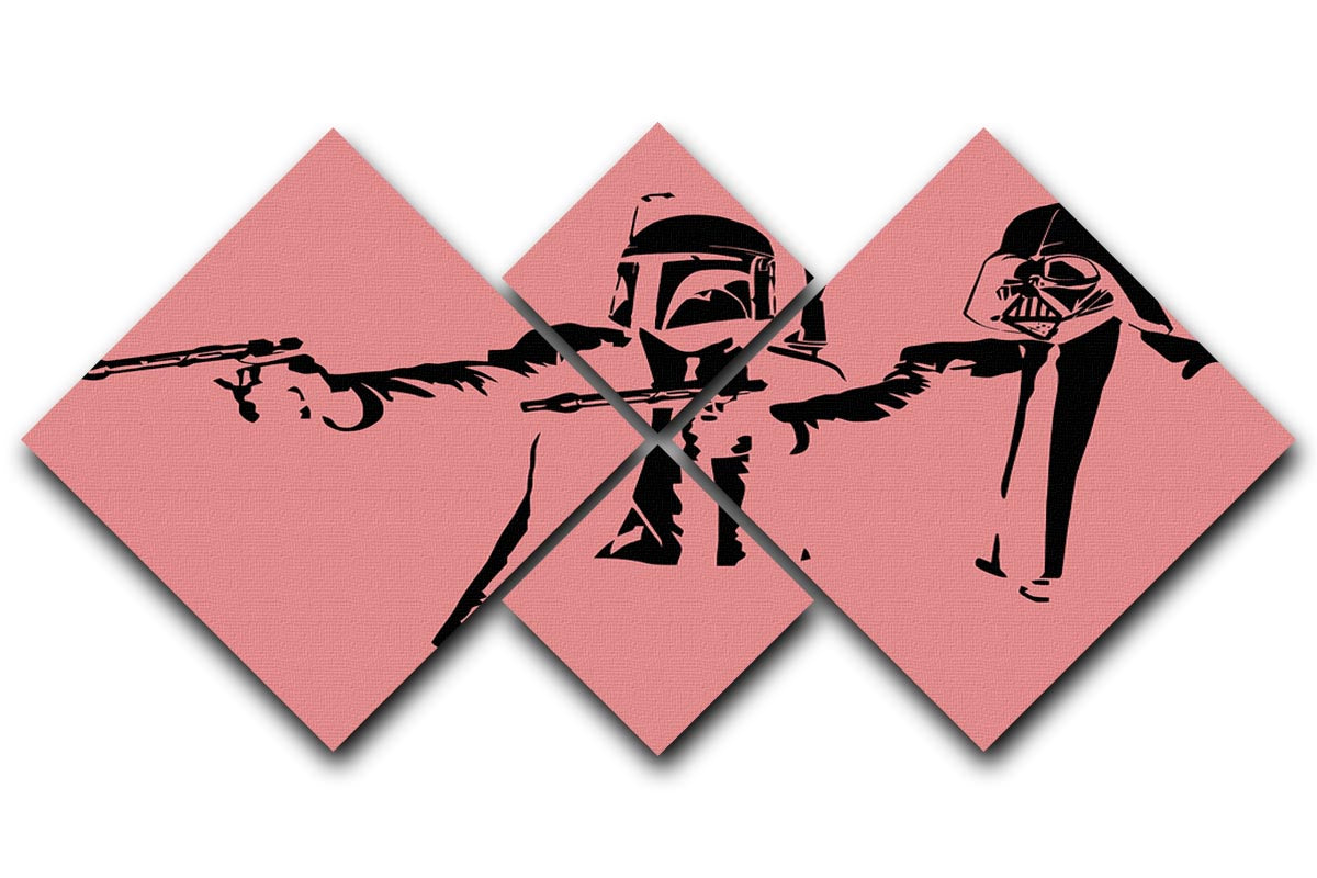 Banksy Pulp Fiction Star Wars Red 4 Square Multi Panel Canvas - Canvas Art Rocks - 1
