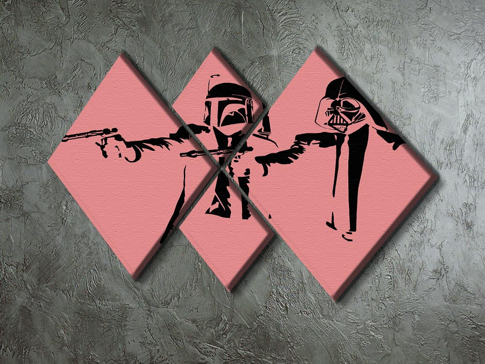 Banksy Pulp Fiction Star Wars Red 4 Square Multi Panel Canvas - Canvas Art Rocks - 2