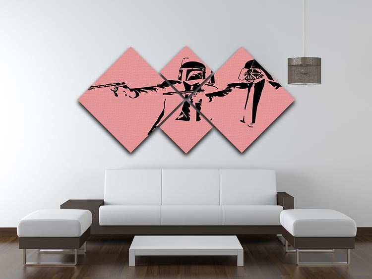 Banksy Pulp Fiction Star Wars Red 4 Square Multi Panel Canvas - Canvas Art Rocks - 3