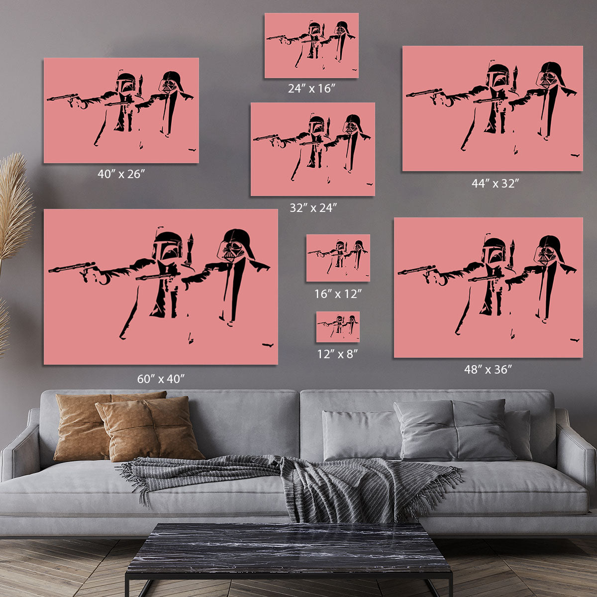 Banksy Pulp Fiction Star Wars Red Canvas Print or Poster - Canvas Art Rocks - 7