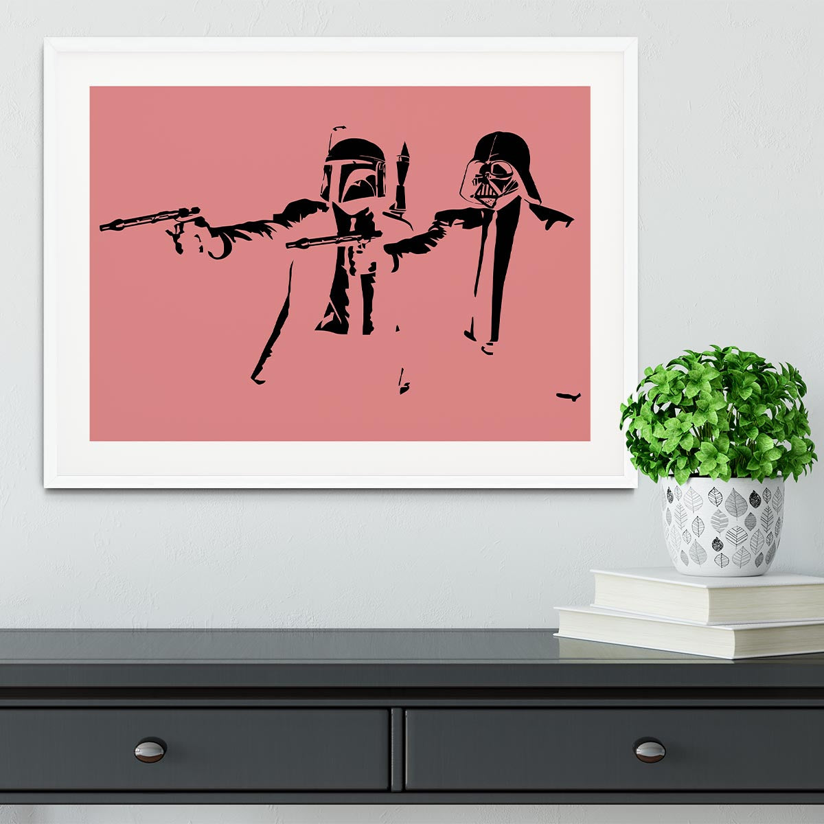 Banksy Pulp Fiction Star Wars Red Framed Print - Canvas Art Rocks - 5