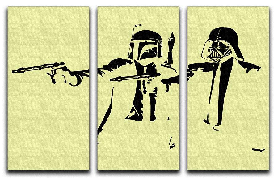 Banksy Pulp Fiction Star Wars Yellow 3 Split Panel Canvas Print - Canvas Art Rocks - 1