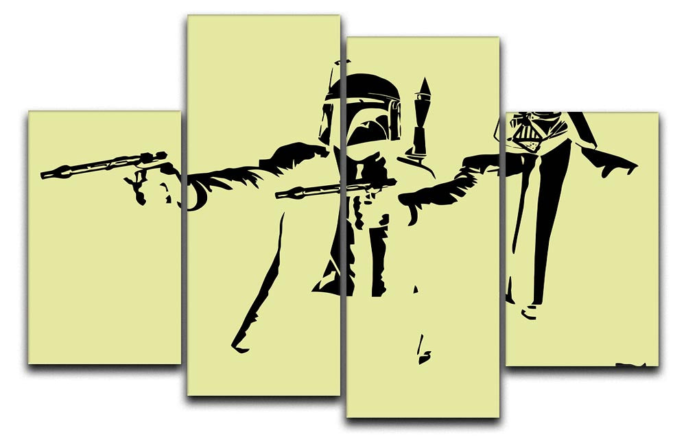 Banksy Pulp Fiction Star Wars Yellow 4 Split Panel Canvas - Canvas Art Rocks - 1