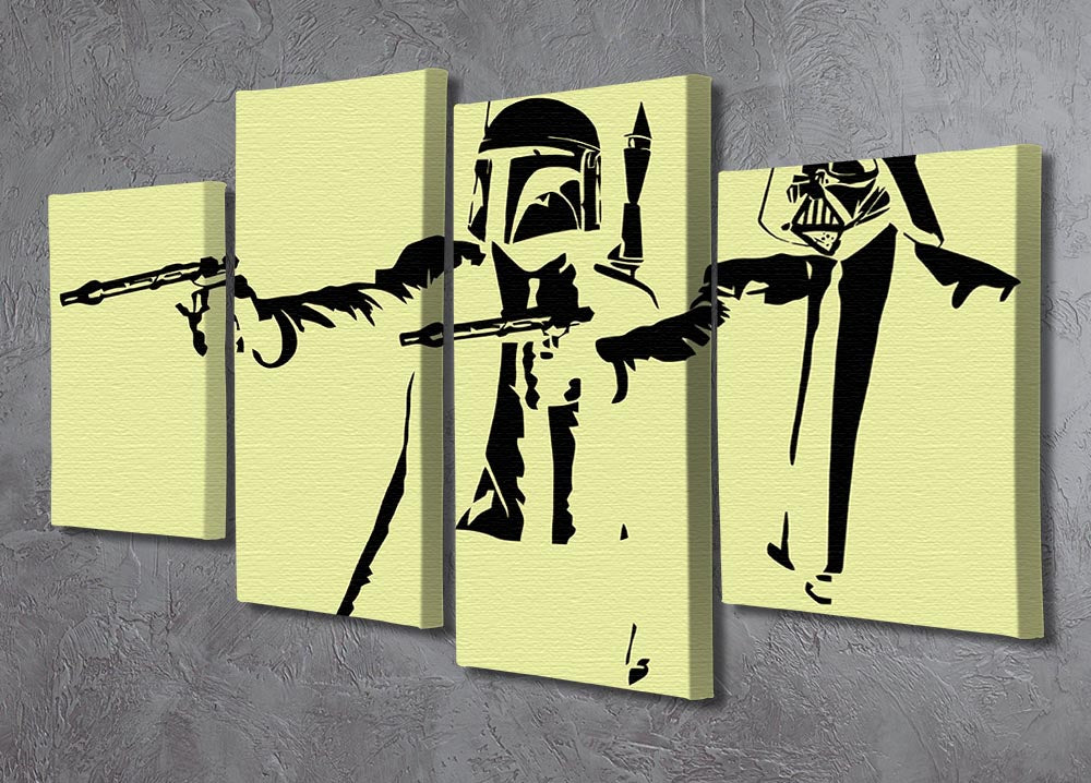 Banksy Pulp Fiction Star Wars Yellow 4 Split Panel Canvas - Canvas Art Rocks - 2