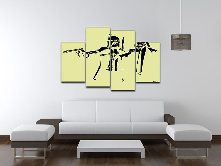 Banksy Pulp Fiction Star Wars Yellow 4 Split Panel Canvas - Canvas Art Rocks - 3