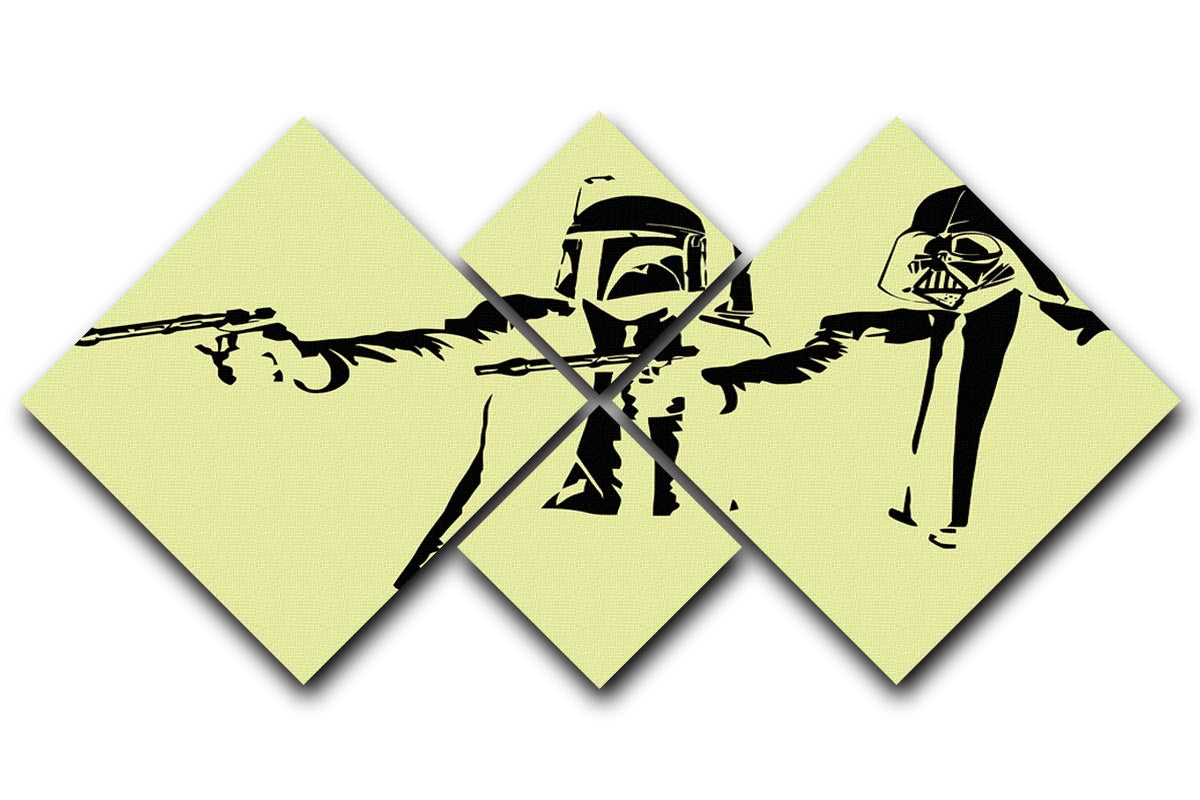 Banksy Pulp Fiction Star Wars Yellow 4 Square Multi Panel Canvas - Canvas Art Rocks - 1