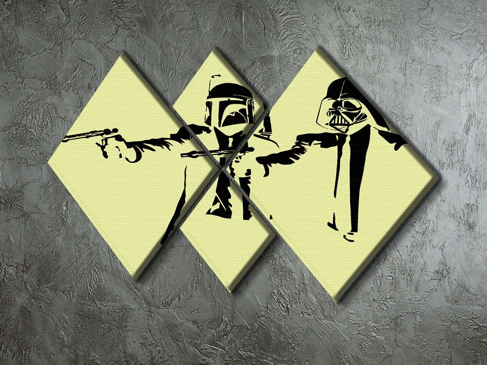 Banksy Pulp Fiction Star Wars Yellow 4 Square Multi Panel Canvas - Canvas Art Rocks - 2