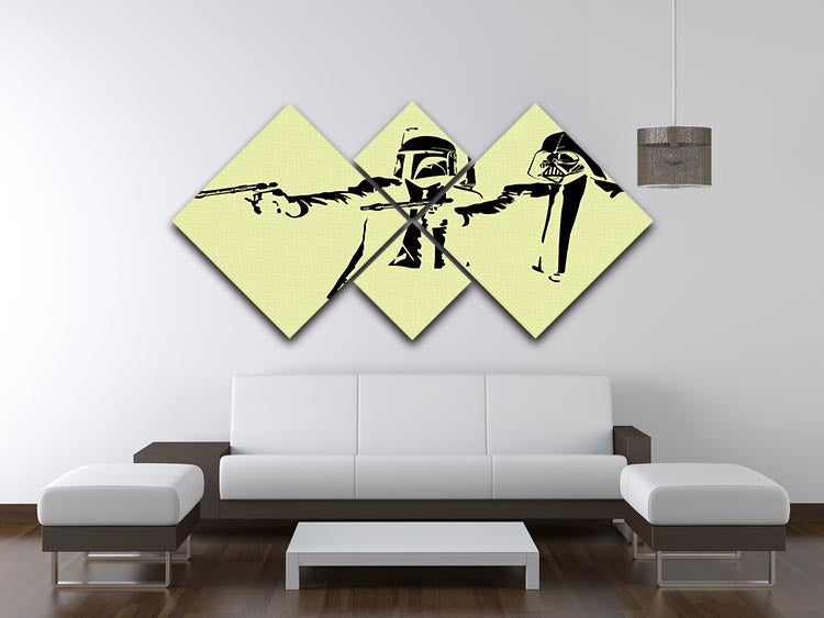 Banksy Pulp Fiction Star Wars Yellow 4 Square Multi Panel Canvas - Canvas Art Rocks - 3
