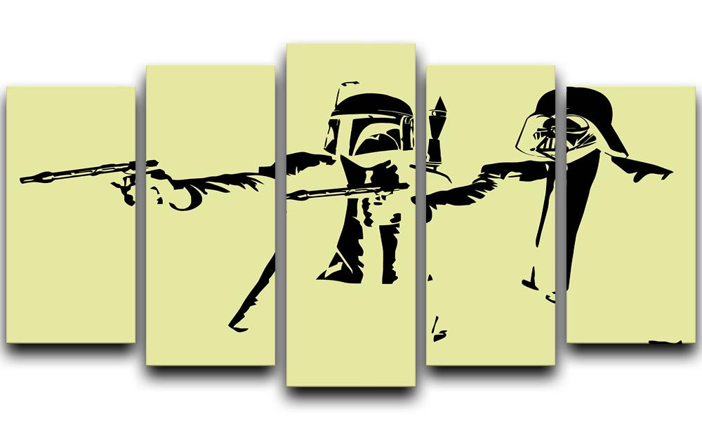 Banksy Pulp Fiction Star Wars Yellow 5 Split Panel Canvas - Canvas Art Rocks - 1
