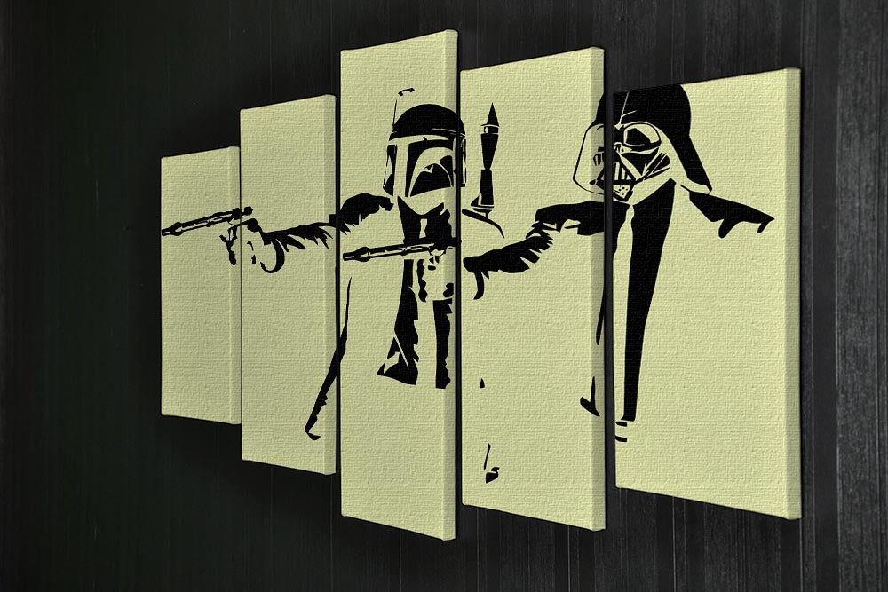 Banksy Pulp Fiction Star Wars Yellow 5 Split Panel Canvas - Canvas Art Rocks - 2