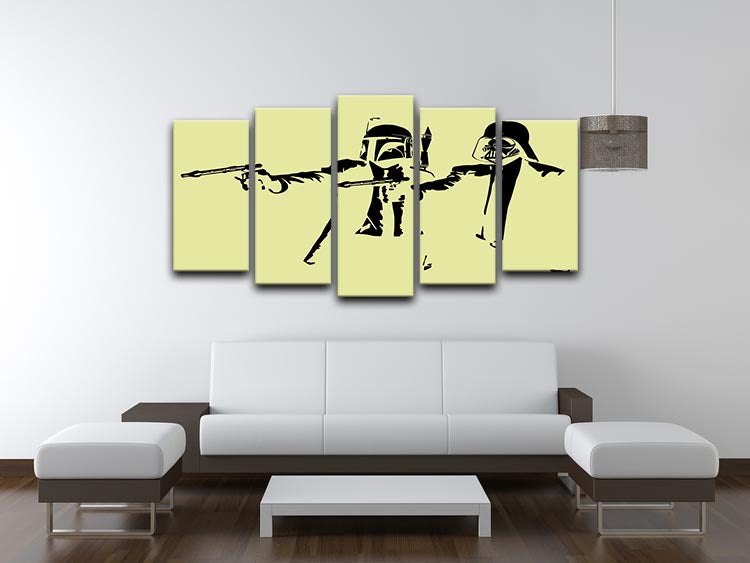 Banksy Pulp Fiction Star Wars Yellow 5 Split Panel Canvas - Canvas Art Rocks - 3