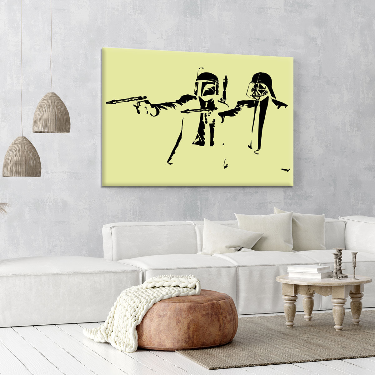 Banksy Pulp Fiction Star Wars Yellow Canvas Print or Poster - Canvas Art Rocks - 6