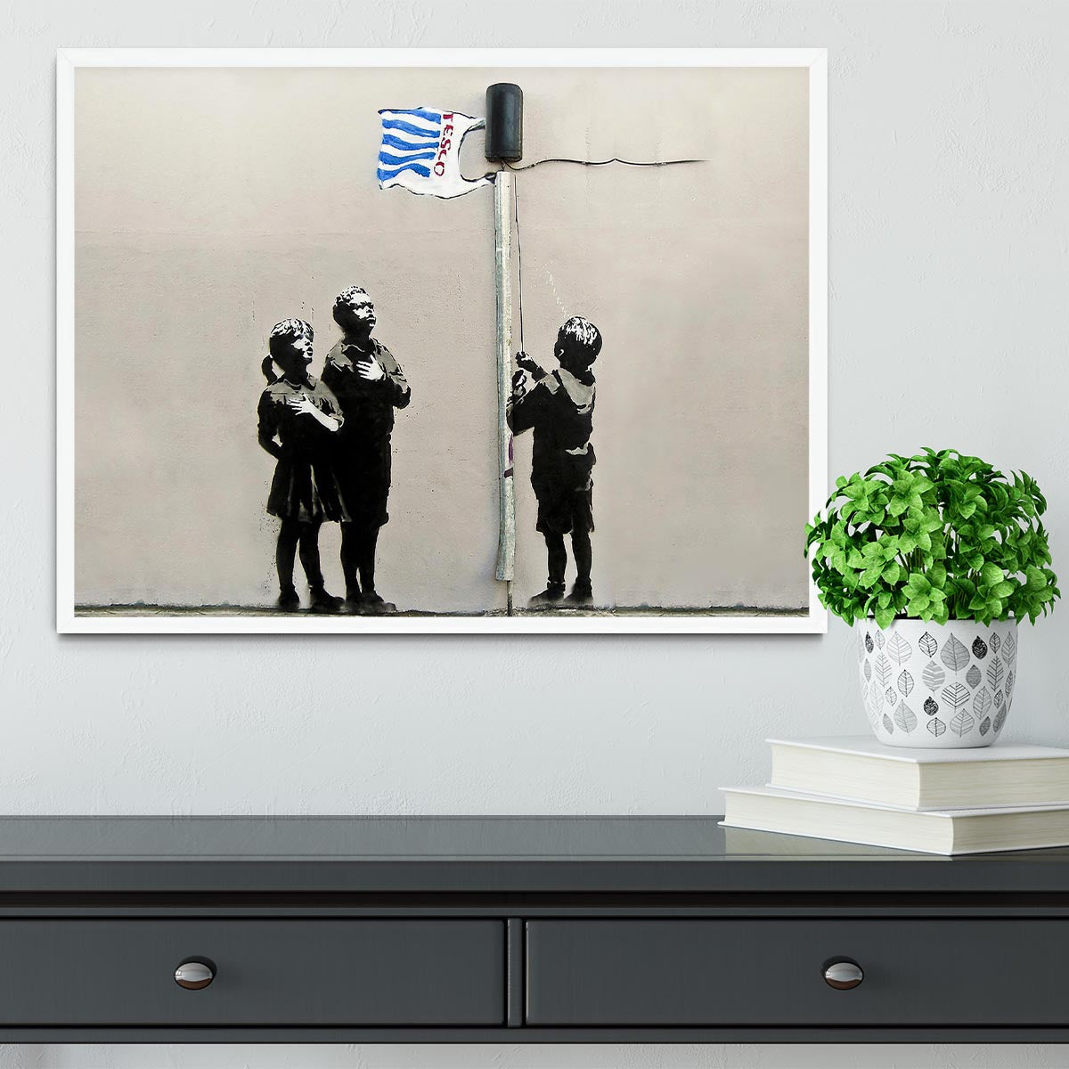 Banksy Raising the Tesco Flag (Very Little Helps) Framed Print