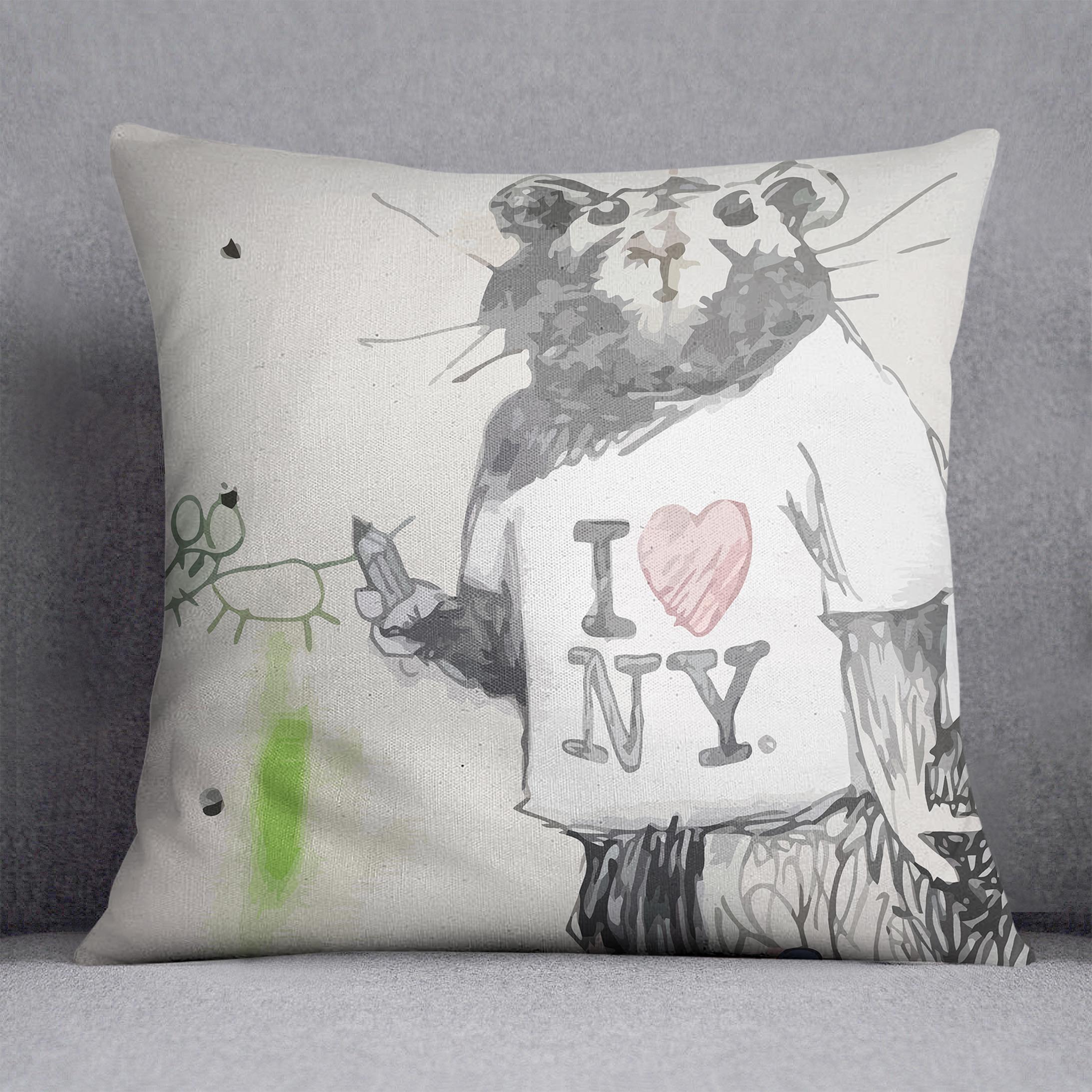 Banksy Rat I Love New York Cushion