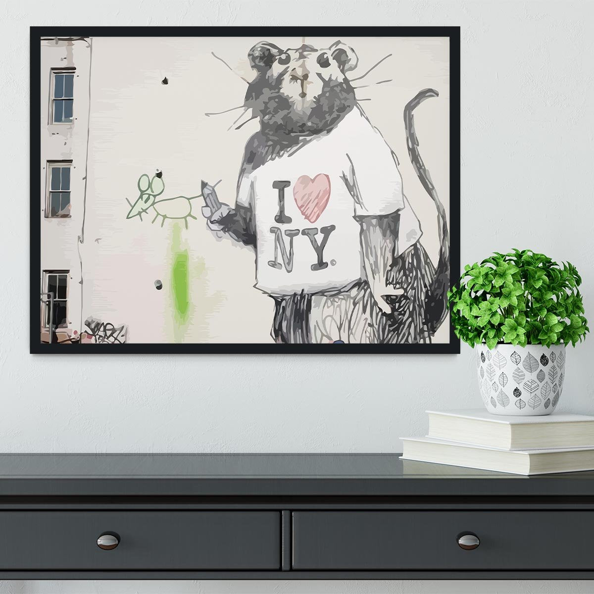Banksy Rat I Love New York Framed Print - Canvas Art Rocks - 2