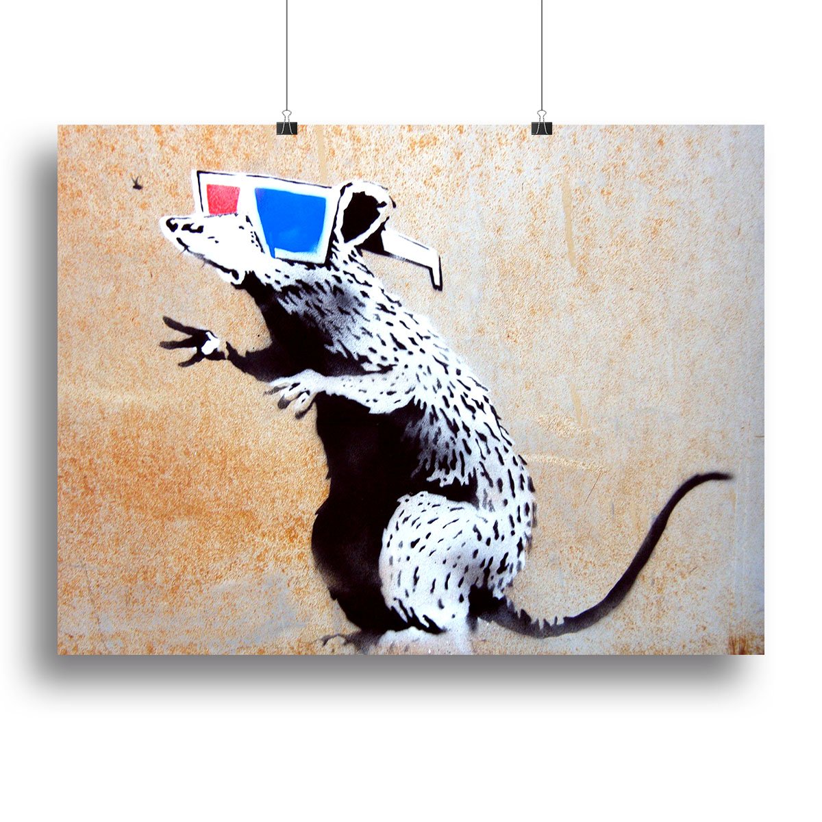 Banksy Rat Wearing 3D Glasses Canvas Print or Poster