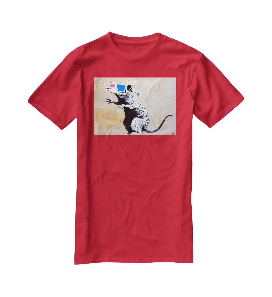 Banksy Rat Wearing 3D Glasses T-Shirt - Canvas Art Rocks - 4