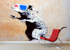 Banksy Rat Wearing 3D Glasses Wall Mural Wallpaper - Canvas Art Rocks - 2