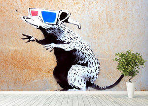 Banksy Rat Wearing 3D Glasses Wall Mural Wallpaper - Canvas Art Rocks - 4