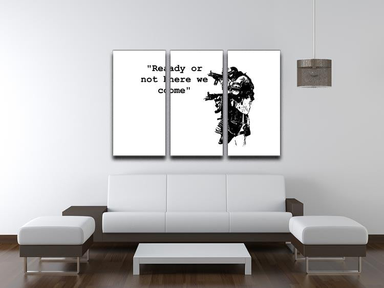 Banksy Ready Or Not 3 Split Panel Canvas Print - Canvas Art Rocks - 4