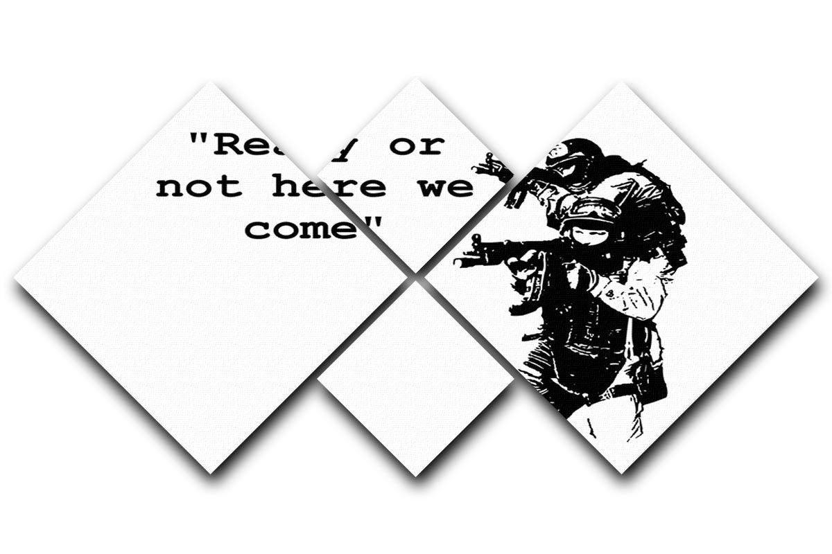 Banksy Ready Or Not 4 Square Multi Panel Canvas  - Canvas Art Rocks - 1