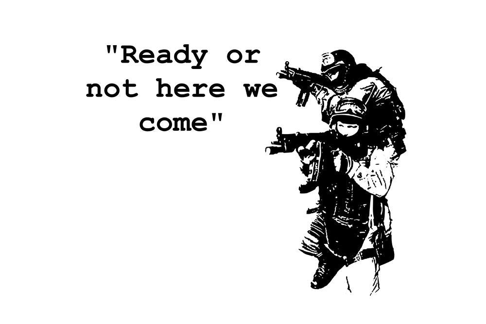 Banksy Ready Or Not Wall Mural Wallpaper - Canvas Art Rocks - 1