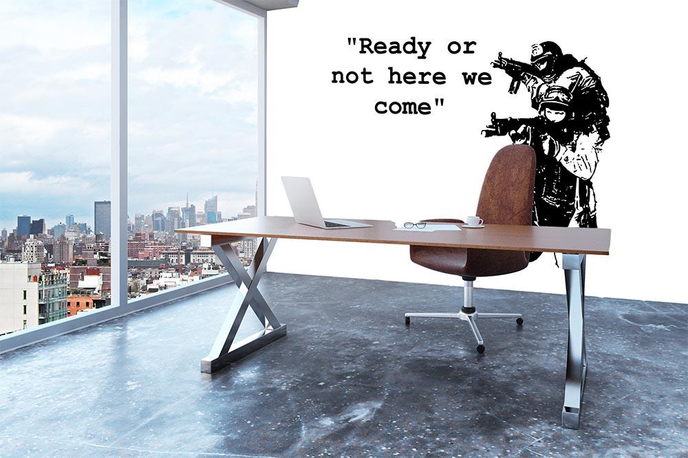 Banksy Ready Or Not Wall Mural Wallpaper - Canvas Art Rocks - 3