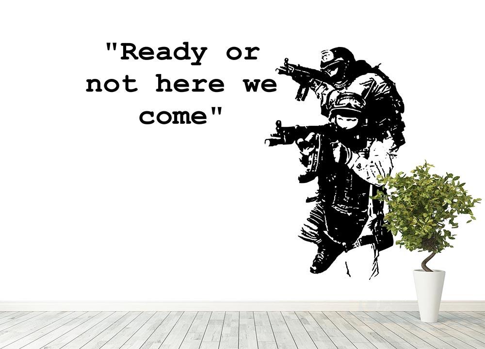 Banksy Ready Or Not Wall Mural Wallpaper - Canvas Art Rocks - 4