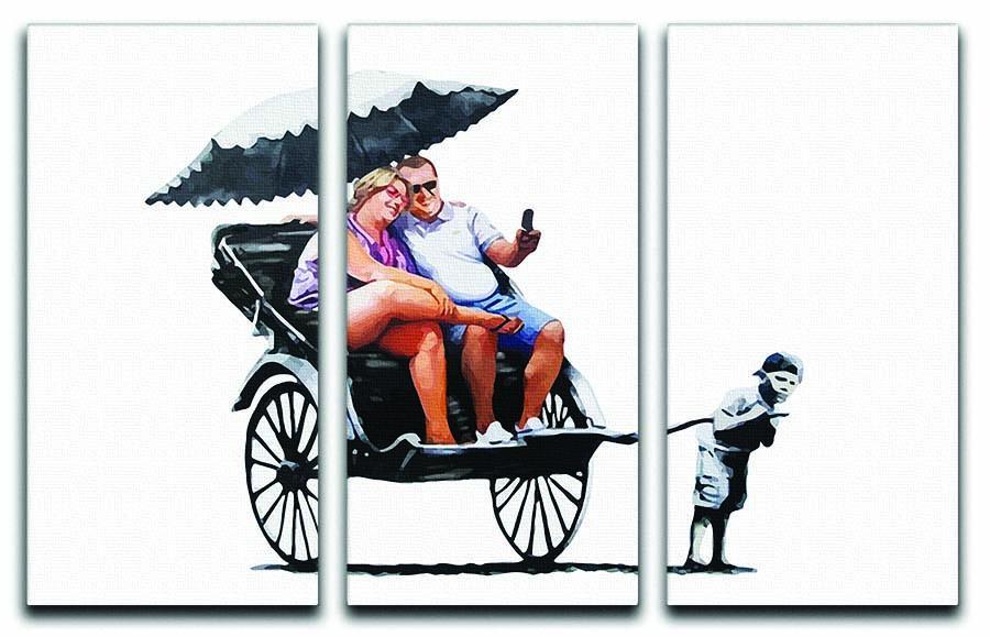 Banksy Rickshaw Kid 3 Split Panel Canvas Print - Canvas Art Rocks - 1