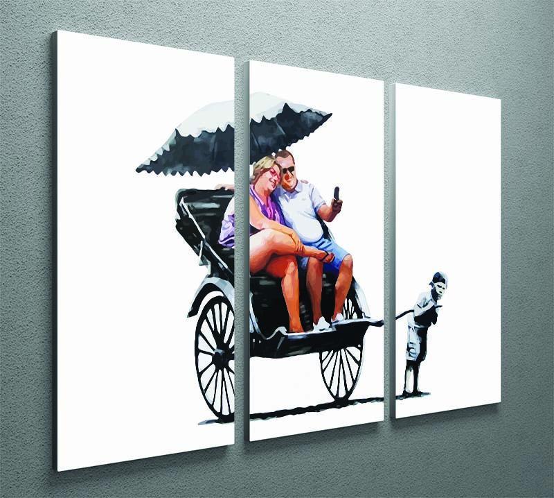 Banksy Rickshaw Kid 3 Split Panel Canvas Print - Canvas Art Rocks - 2