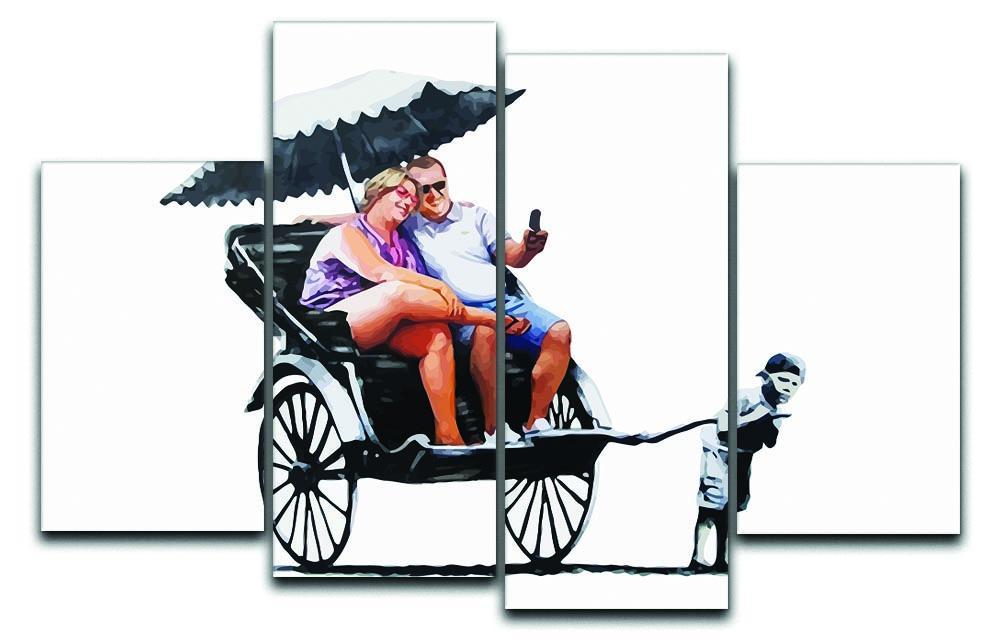 Banksy Rickshaw Kid 4 Split Panel Canvas  - Canvas Art Rocks - 1