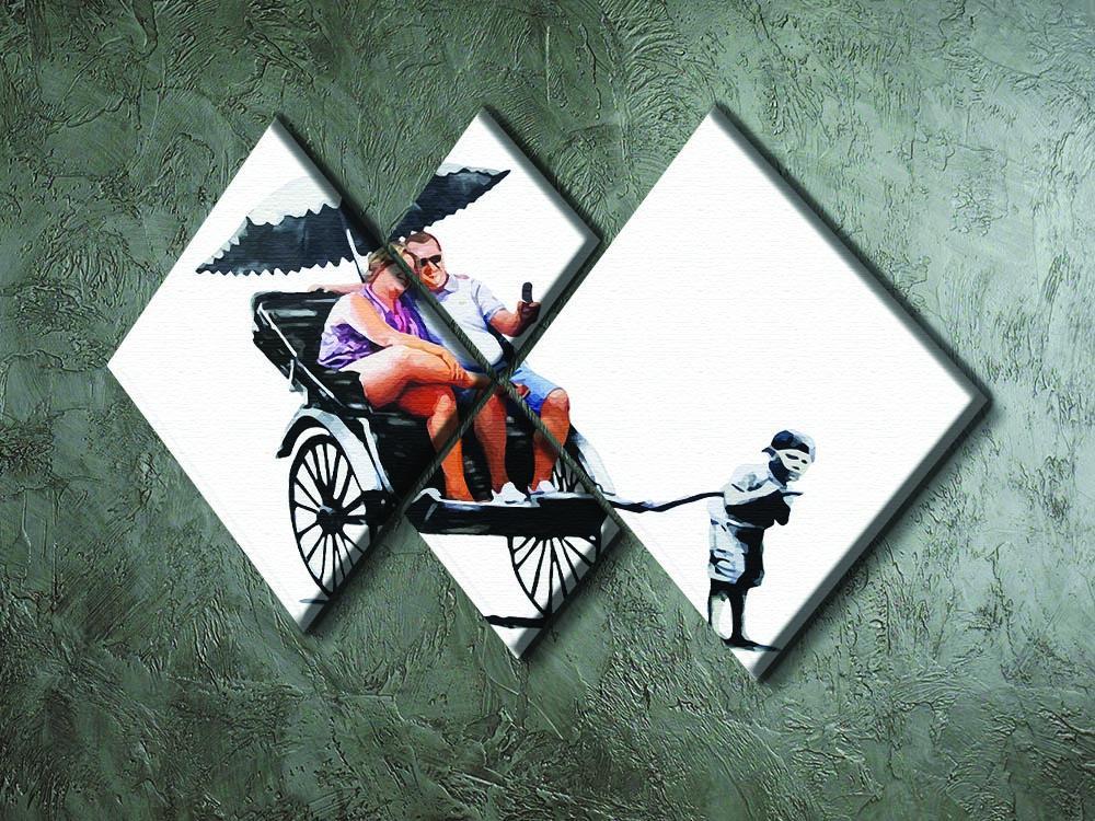 Banksy Rickshaw Kid 4 Square Multi Panel Canvas - Canvas Art Rocks - 2