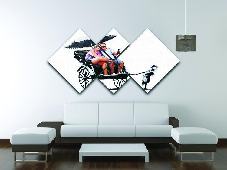 Banksy Rickshaw Kid 4 Square Multi Panel Canvas - Canvas Art Rocks - 3