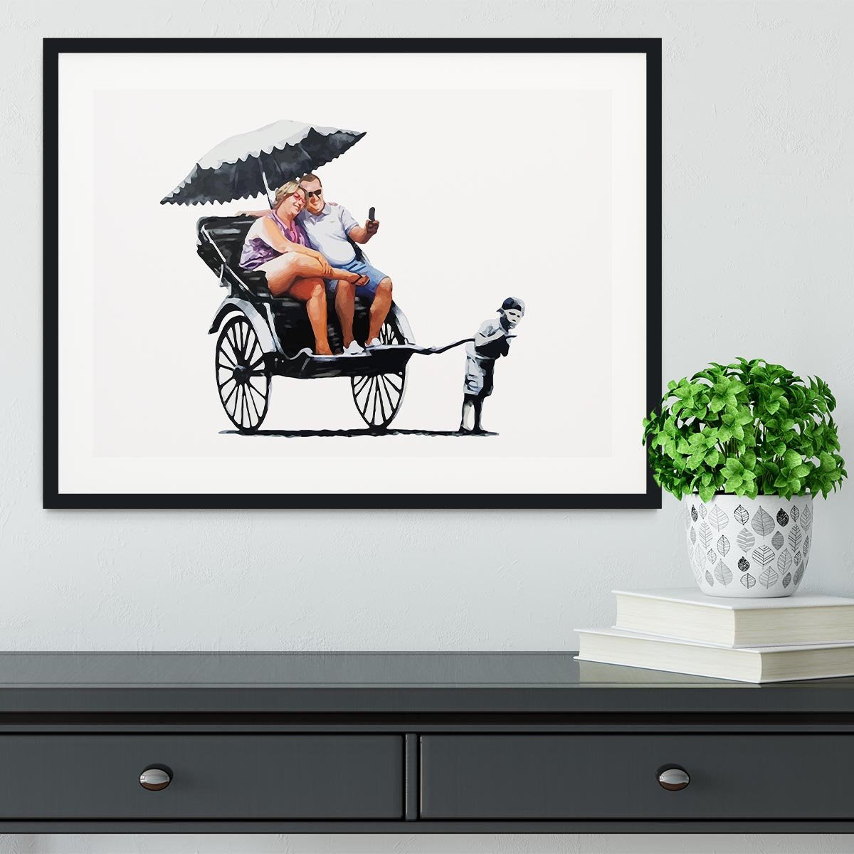 Banksy Rickshaw Kid Framed Print - Canvas Art Rocks - 1