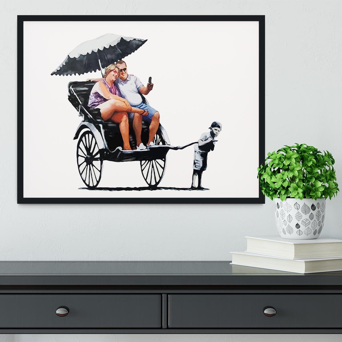 Banksy Rickshaw Kid Framed Print - Canvas Art Rocks - 2