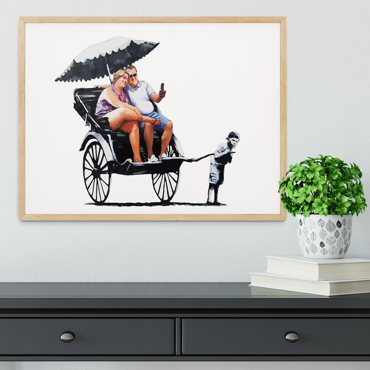 Banksy Rickshaw Kid Framed Print - Canvas Art Rocks - 4