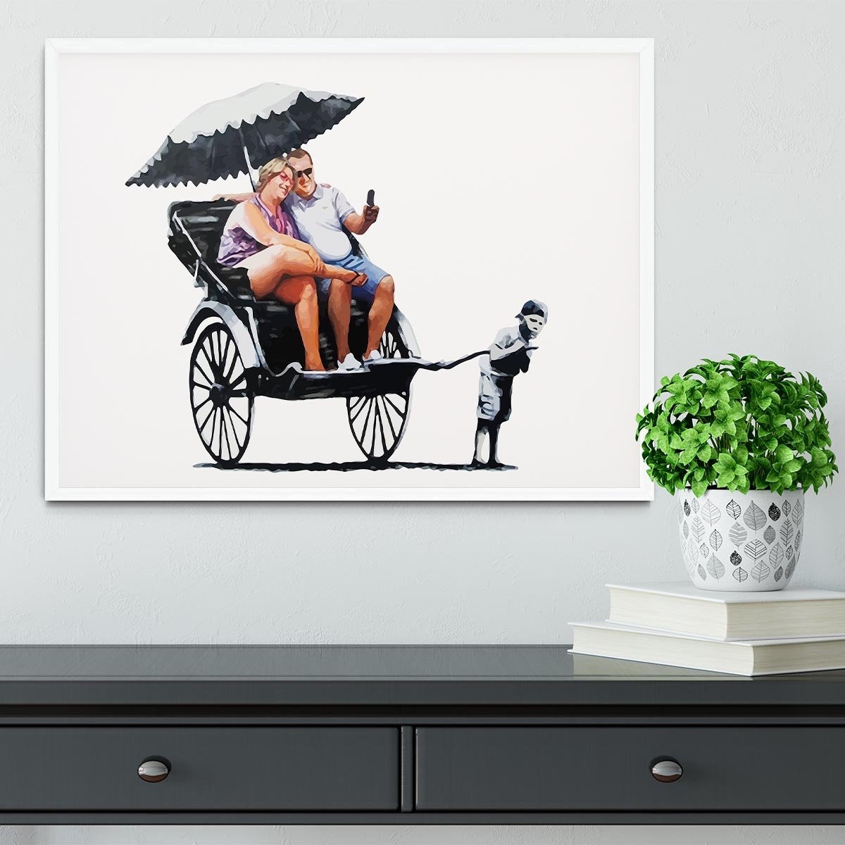 Banksy Rickshaw Kid Framed Print - Canvas Art Rocks -6