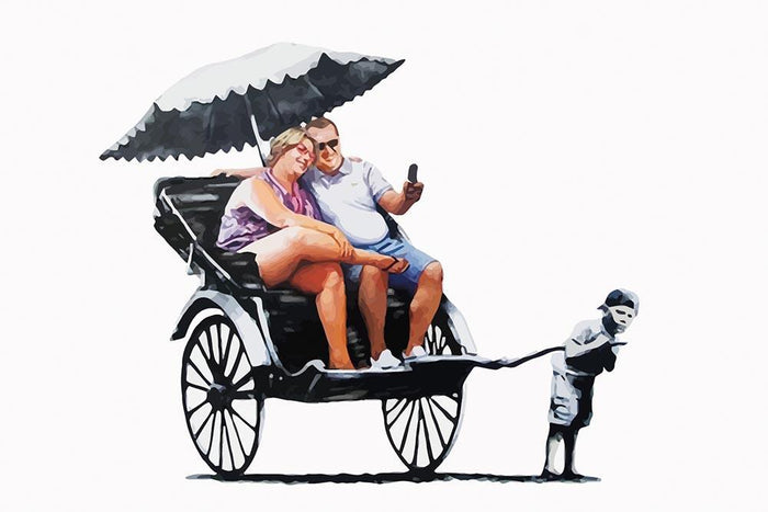 Banksy Rickshaw Kid Wall Mural Wallpaper