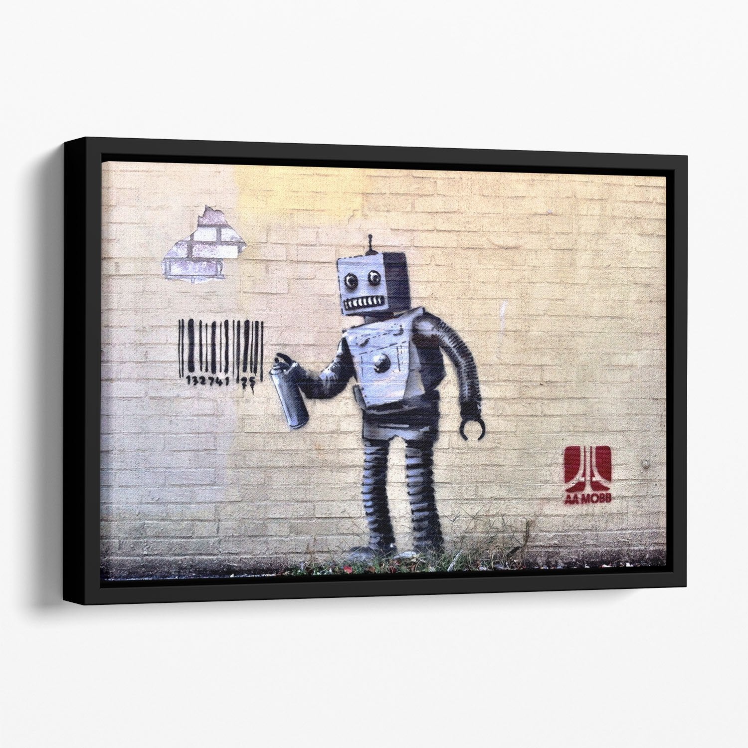 Banksy Robot Floating Framed Canvas