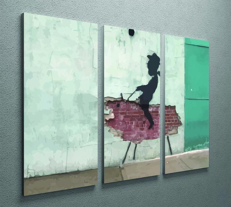Banksy Rodeo Boy 3 Split Panel Canvas Print - Canvas Art Rocks - 2